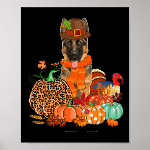 Thanksgiving German Shepherd With Turkey Fall Pump Poster
