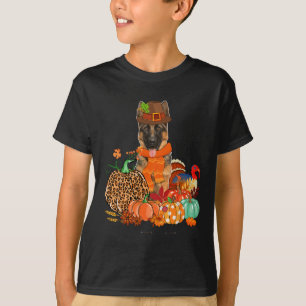 Thanksgiving German Shepherd With Turkey Fall Pump T-Shirt