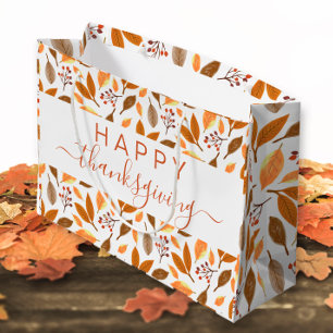 Thanksgiving Gift Bag – Grateful with Fall Leaves 