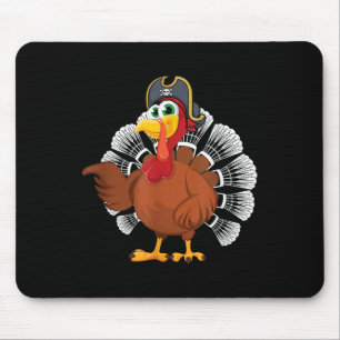 Thanksgiving Gift For Badminton Fan Turkey Pirate Mouse Mat