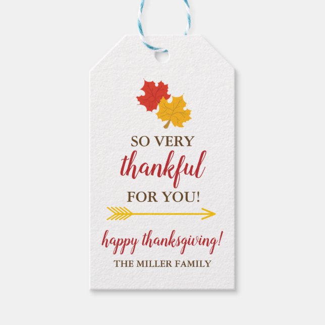 Thanksgiving Gift Tag - Thankful Thank You Favours (Front)