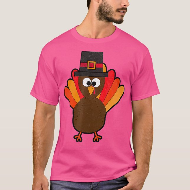 Thanksgiving Gifts Autumn Fall Turkey Hat Design T-Shirt (Front)