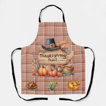 Thanksgiving Gingham All-Over Print Apron