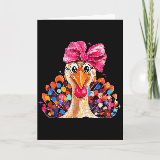 Thanksgiving Girls,coquette Turkey Funny Women, Gi Card (Front)