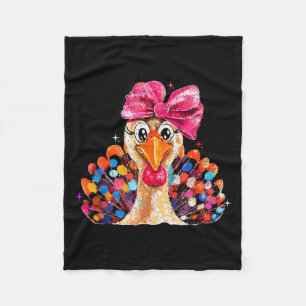 Thanksgiving Girls,coquette Turkey Funny Women, Gi Fleece Blanket