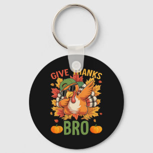 Thanksgiving Give Thanks Bro Cute Turkey Thankful Key Ring