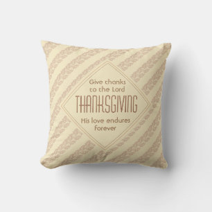THANKSGIVING Give Thanks Christian Leaves CREAM Cushion