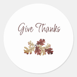 Thanksgiving Give Thanks Fall Foliage Rustic Classic Round Sticker