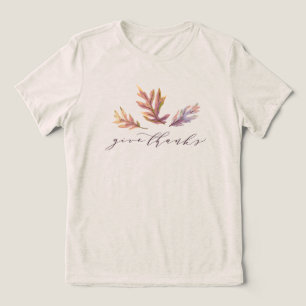 Thanksgiving give thanks fall leaves elegant Tri-Blend shirt