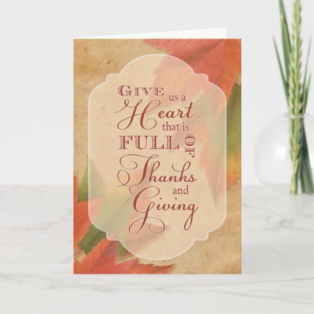 Thanksgiving-Give Us a Heart Full of Thanks & Givi Thank You Card (Front)