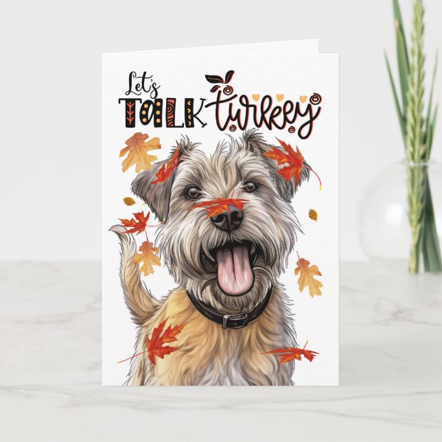 Thanksgiving Glen of Imaal Terrier Dog Talk Turkey Holiday Card (Front)