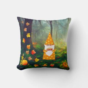 Thanksgiving Gnome and Beautiful Fall leaves Cushion
