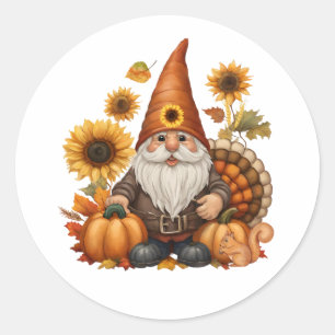 Thanksgiving Gnome  Classic Round Sticker