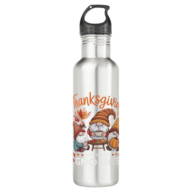 Thanksgiving Gnome Fall Leopard Turkey Essential T 710 Ml Water Bottle (Front)
