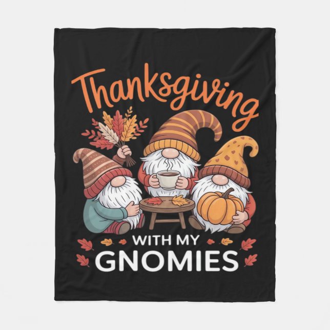 Thanksgiving Gnome Fall Leopard Turkey Essential T Fleece Blanket (Front)