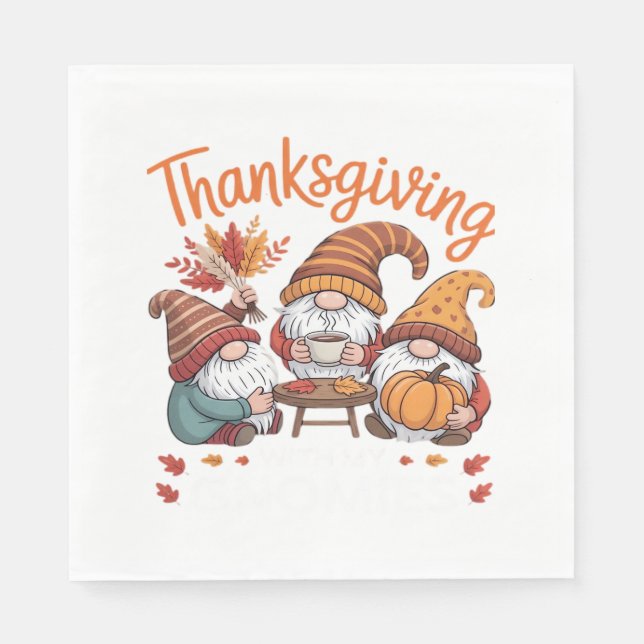 Thanksgiving Gnome Fall Leopard Turkey Essential T Napkin (Front)