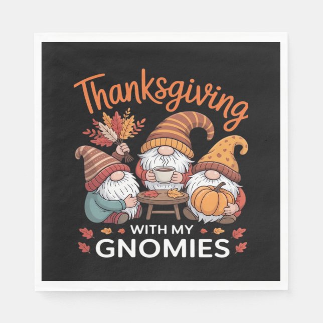 Thanksgiving Gnome Fall Leopard Turkey Essential T Napkin (Front)