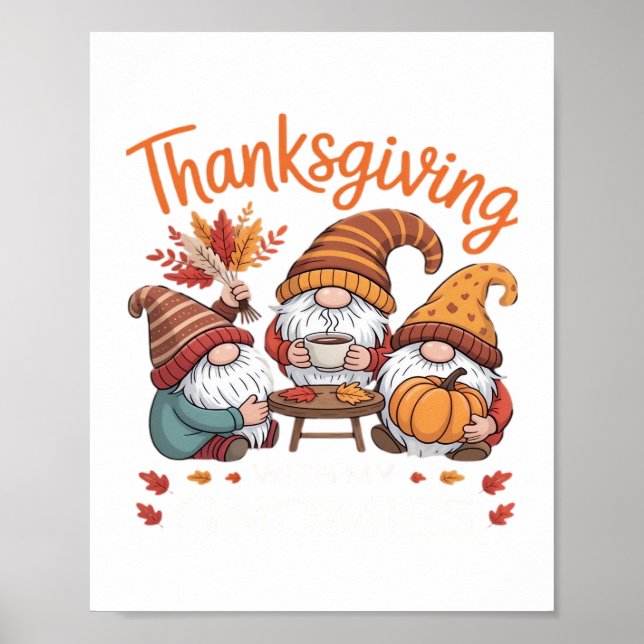 Thanksgiving Gnome Fall Leopard Turkey Essential T Poster (Front)