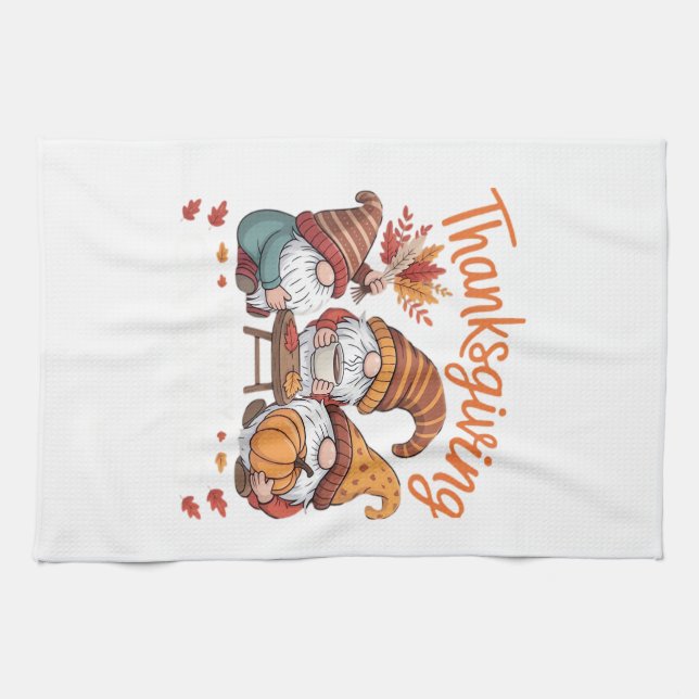 Thanksgiving Gnome Fall Leopard Turkey Essential T Tea Towel (Horizontal)