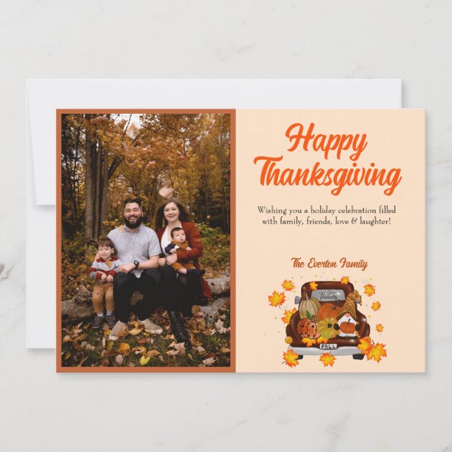 Thanksgiving Gnome Picture Flat Holiday Card (Front)