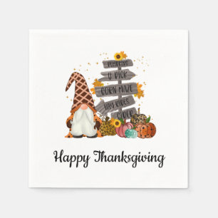 Thanksgiving Gnomes, Fall, Autumn, Pumpkins Party Napkin