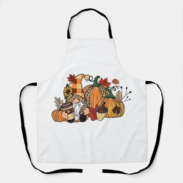 Thanksgiving Gnomes Fall Leaves Gnomes Funny Fall  Apron (Front)