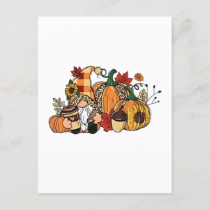 Thanksgiving Gnomes Fall Leaves Gnomes Funny Fall Invitation Postcard