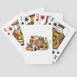 Thanksgiving Gnomes Fall Leaves Gnomes Funny Fall Playing Cards