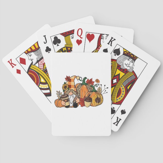 Thanksgiving Gnomes Fall Leaves Gnomes Funny Fall  Playing Cards (Back)