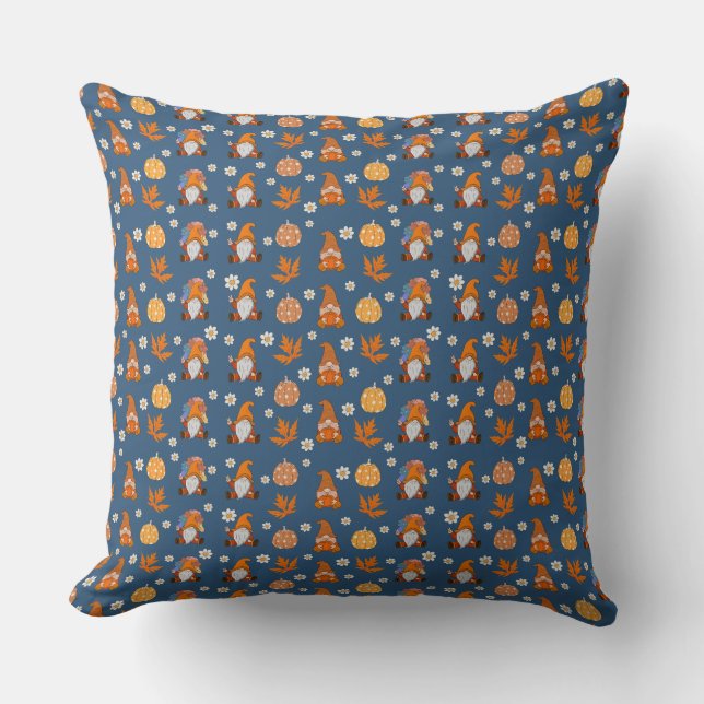 Thanksgiving Gnomes Flowers and Maple Leaf Vintage Cushion (Front)