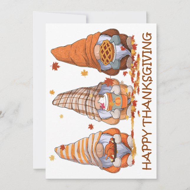 Thanksgiving Gnomes Holiday Card (Front)
