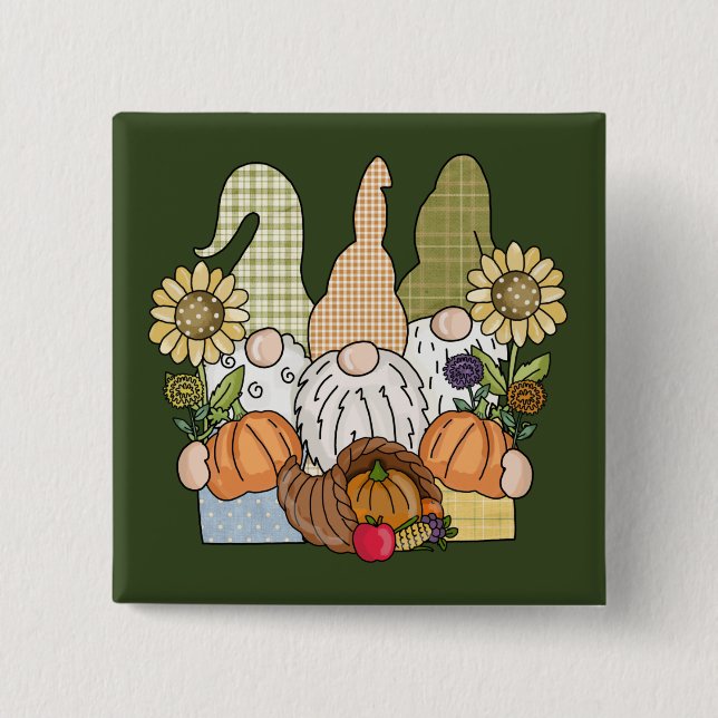 Thanksgiving Gnomes Trio Button (Front)