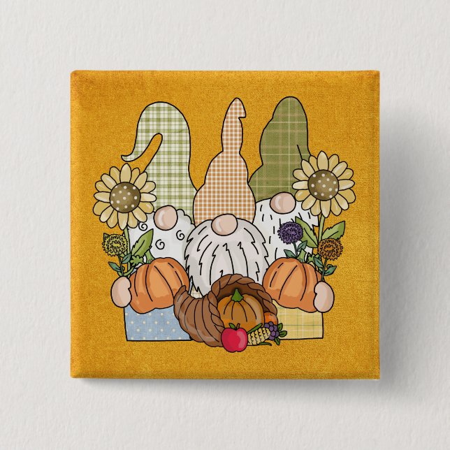 Thanksgiving Gnomes Trio Button (Front)