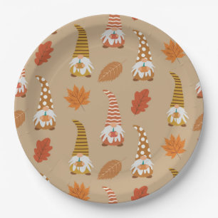 Thanksgiving Gnomes with autumn leaves   Paper Plate