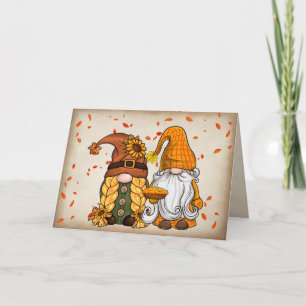 Thanksgiving Gnomes With Pie Holiday Card