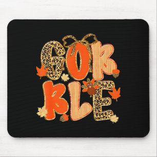 Thanksgiving Gobble Coquette Preppy Leopard Turkey Mouse Mat