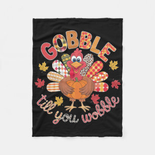 Thanksgiving Gobble Til You Wobble Turkey Day Kids Fleece Blanket
