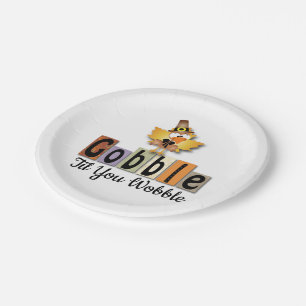 Thanksgiving Gobble Til You Wobble Turkey Paper Plate