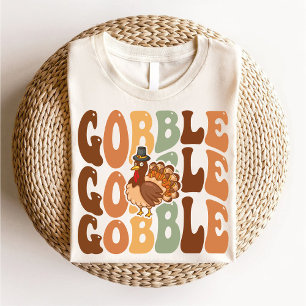 Thanksgiving Gobble Turkey Family Groovy  T-Shirt