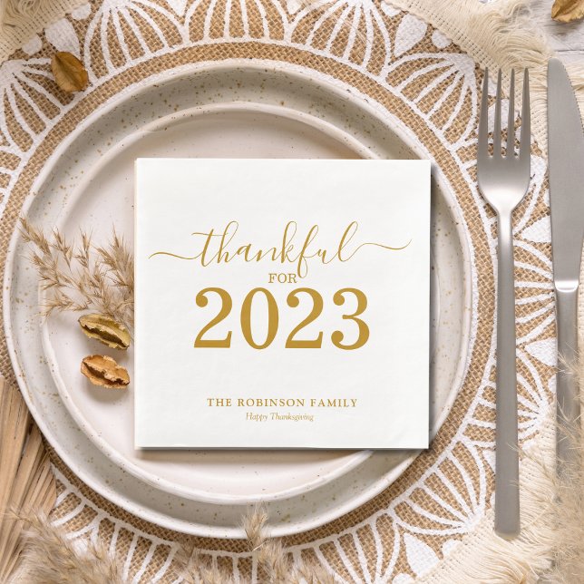 Thanksgiving Gold Script Personalised Napkin (Creator Uploaded)