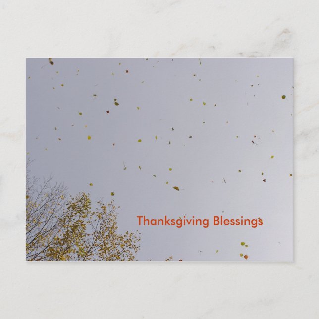 Thanksgiving Golden Blessings Holiday Postcard (Front)