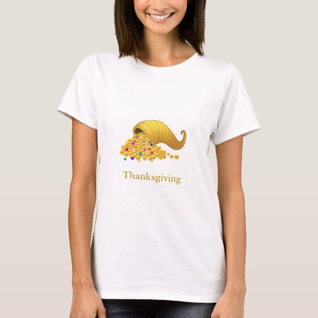 Thanksgiving Golden Cornucopy T-Shirt (Front)
