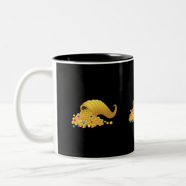 Thanksgiving Golden Horn of Plenty Two-Tone Coffee Mug (Left)