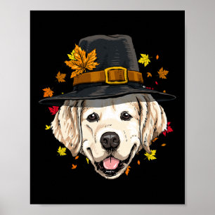 Thanksgiving Golden Retriever Pilgrim Turkey Day A Poster