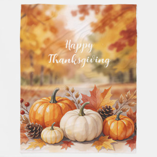 Thanksgiving Golden Trendy Autumn Collection Fleece Blanket