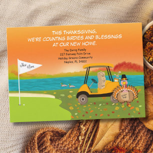 Thanksgiving Golf Cart With Moving Boxes Holiday Postcard