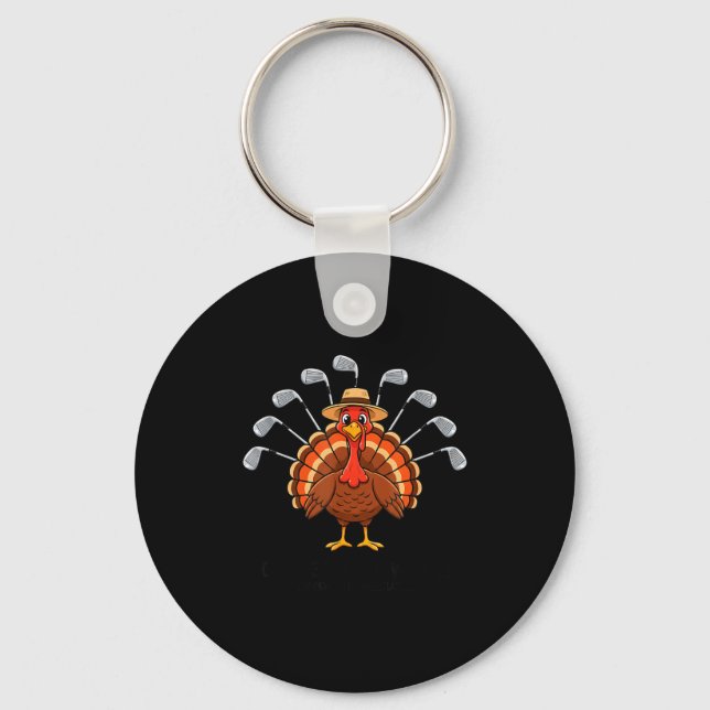 Thanksgiving Golf Turkey Funny Turkey Day Golf Cli Key Ring (Front)