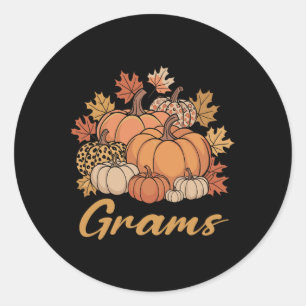 Thanksgiving Grams Leopard Pumpkin Grams Women Classic Round Sticker