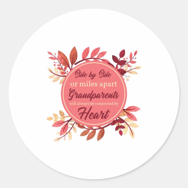 Thanksgiving Grandparents Grandma Grandpa Side By Classic Round Sticker (Front)