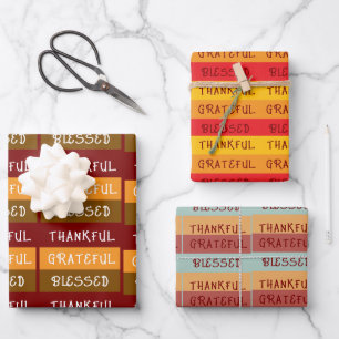 Thanksgiving Grateful Blessed Thankful Wrapping Paper Sheet
